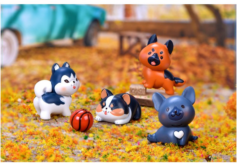 17 Styles Resin Animals Pet Dog Models Kirky Samoyed Pomeranian Poodle Yorkshire Terrier Schnauzer Figurine Wholesale Mini Fairy Garden Accessories Supplies Pot Bonsai Fairy Garden Ornament Small Artificial Dog